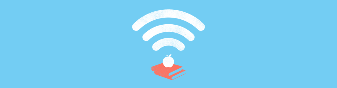 wifi symbol above a stack of books